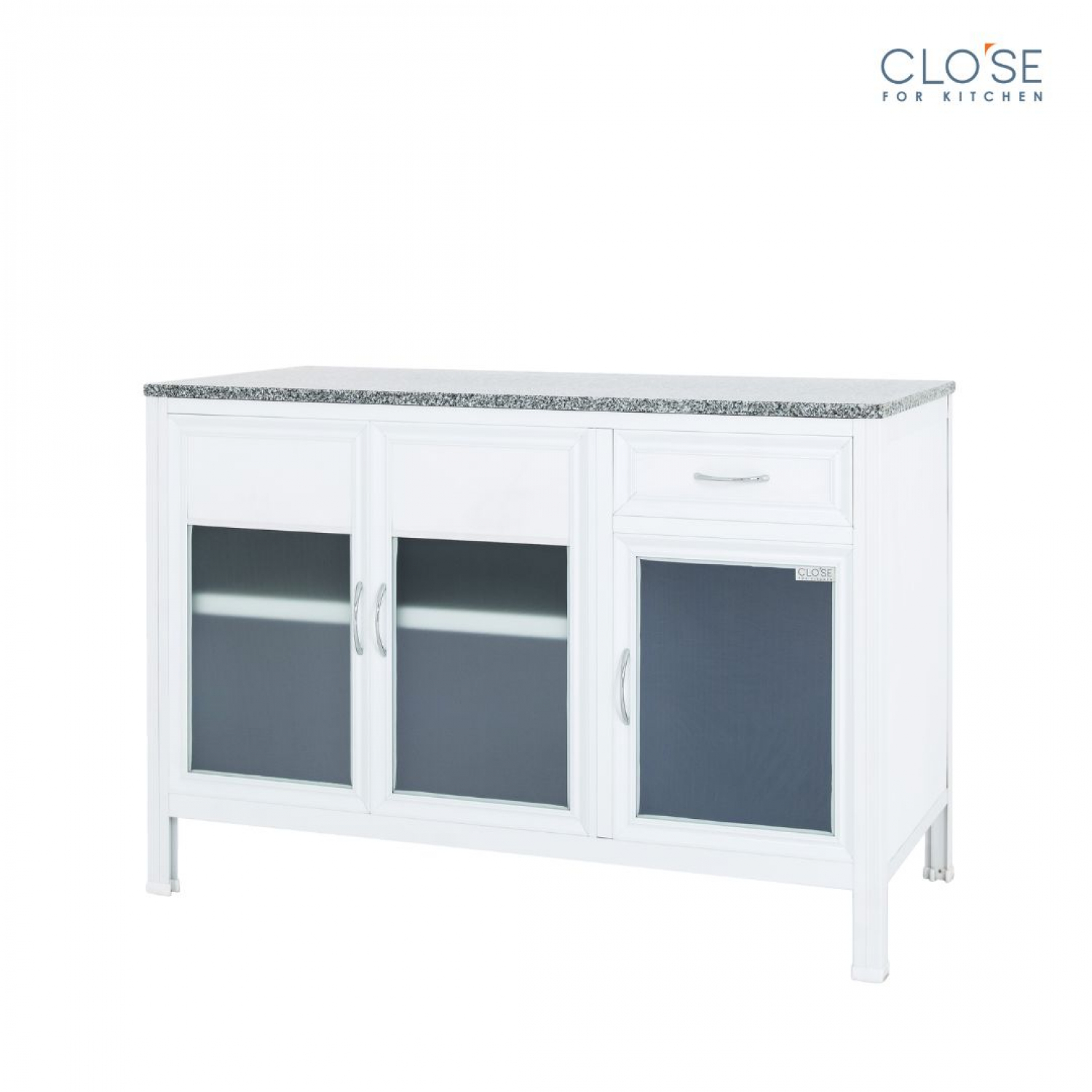 CLOSE เคาน์เตอร์โครงอลูฯ ท๊อปหินแกรนิต รุ่น Glory-NC125 ขนาด 120.5 x 56 x 82.5 ซม. สีขาว