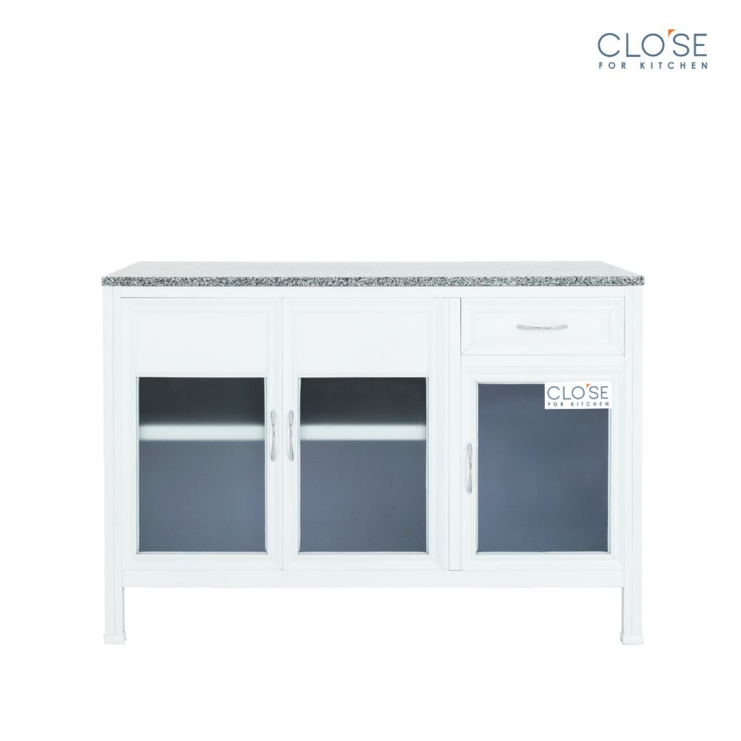 CLOSE เคาน์เตอร์โครงอลูฯ ท๊อปหินแกรนิต รุ่น Glory-NC125 ขนาด 120.5 x 56 x 82.5 ซม. สีขาว