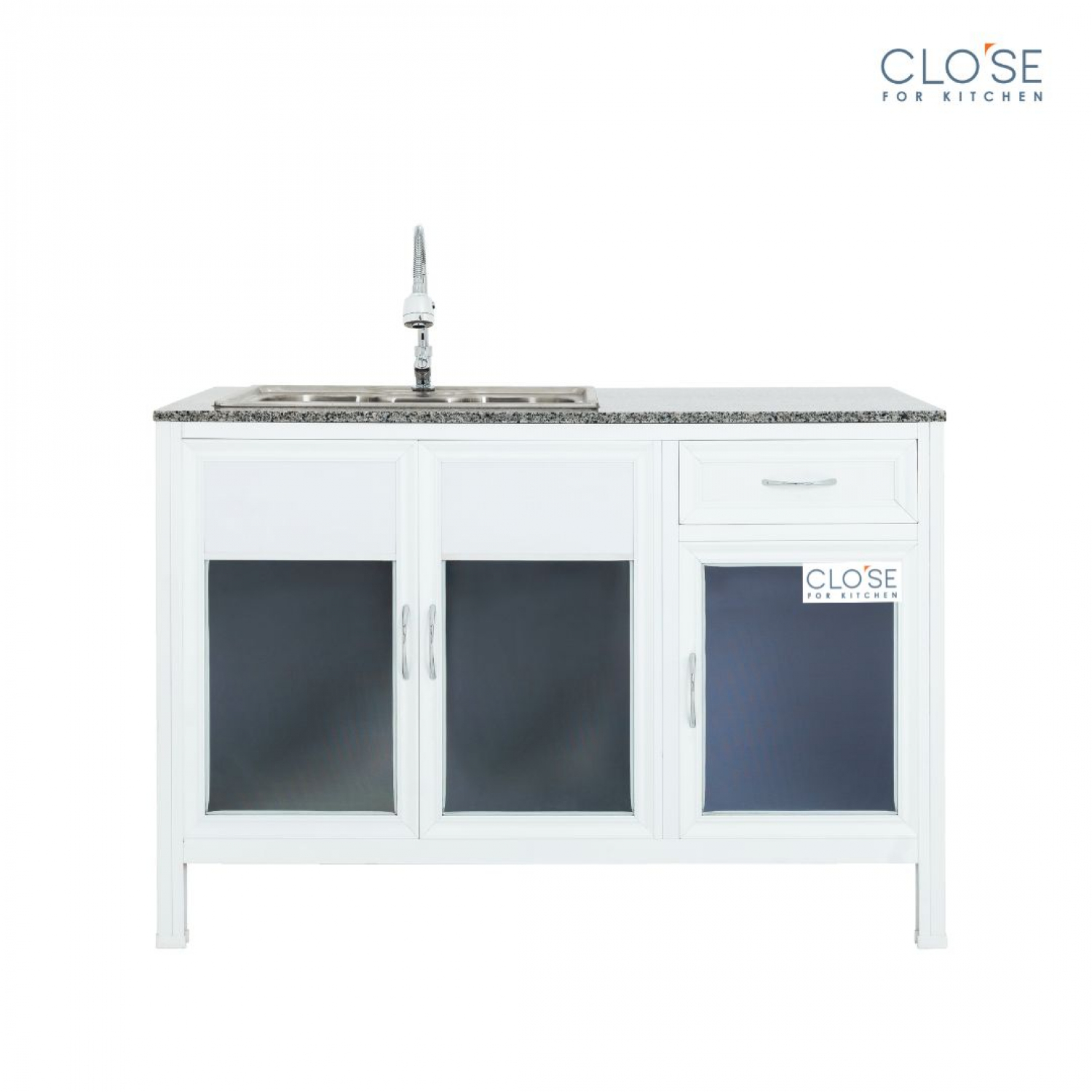 CLOSE เคาน์เตอร์อ่างซิงค์โครงอลูฯ ท๊อปหินแกรนิต รุ่น  Glory-NC124 ขนาด 120.5 x 56 x 82.5 ซม. สีขาว