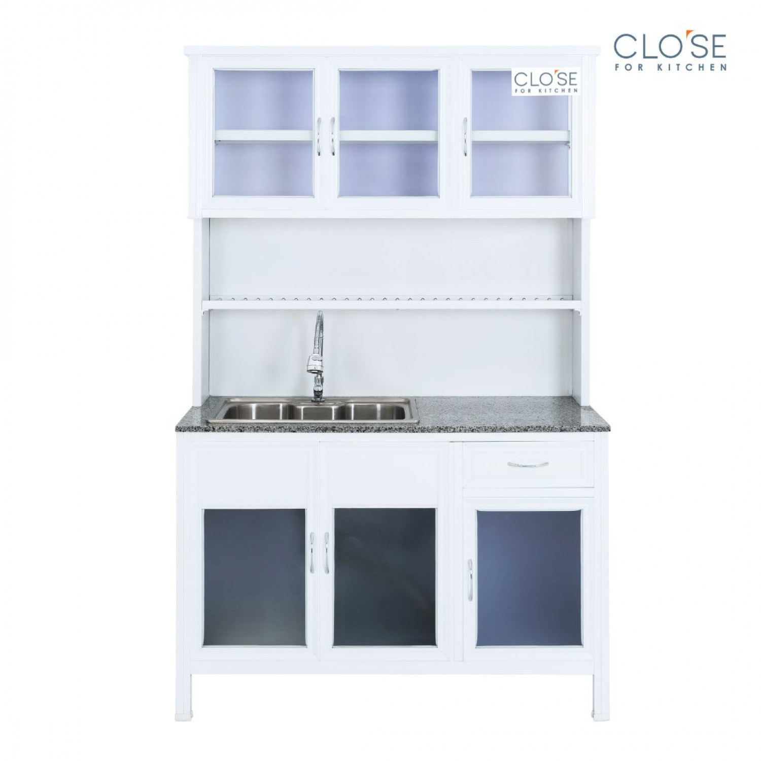 CLOSE ชุดครัวท๊อปอ่างซิงค์ หินแกรนิต รุ่น Glory-NT126 ขนาด 120.5 x 53 x 190 ซม. สีขาว