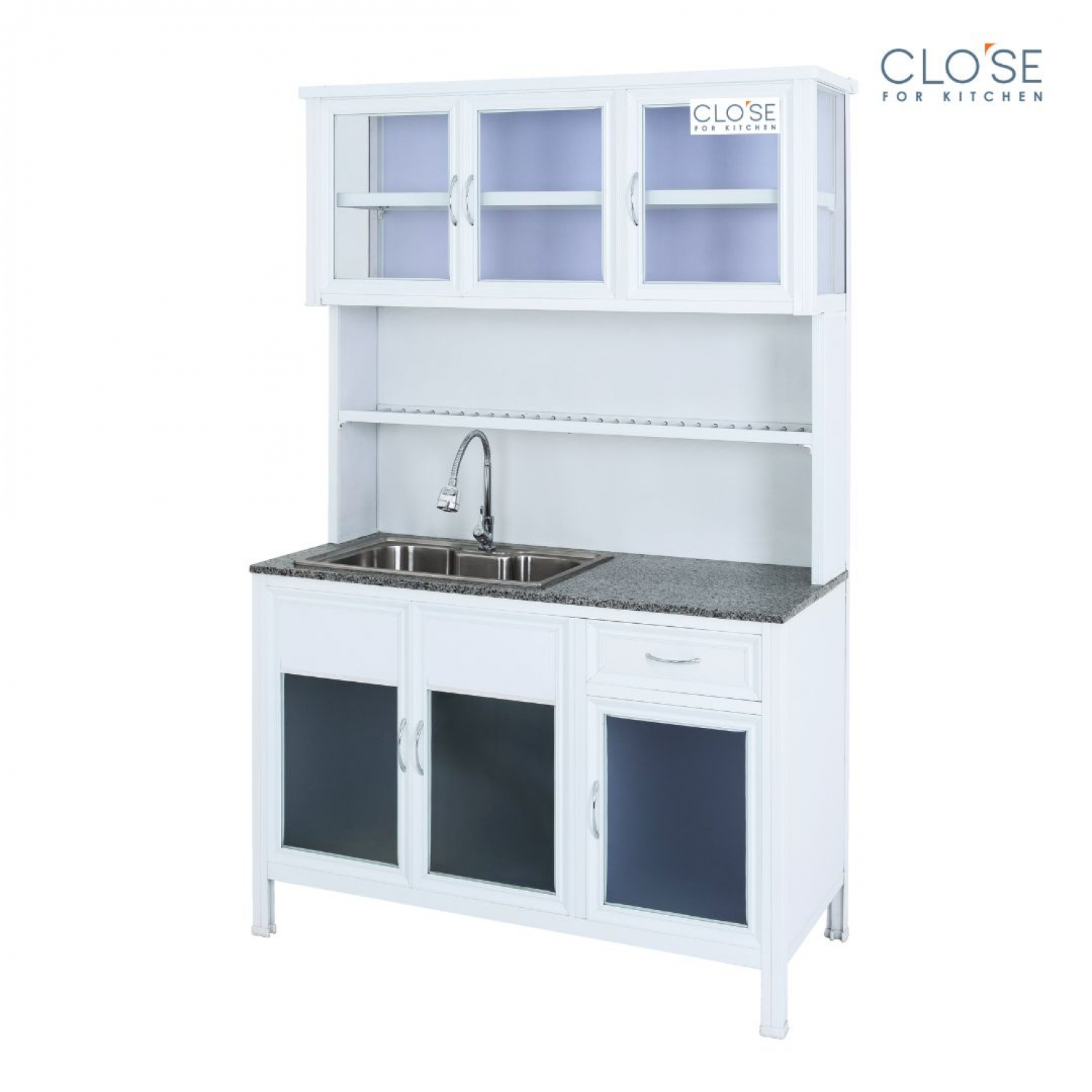 CLOSE ชุดครัวท๊อปอ่างซิงค์ หินแกรนิต รุ่น Glory-NT126 ขนาด 120.5 x 53 x 190 ซม. สีขาว