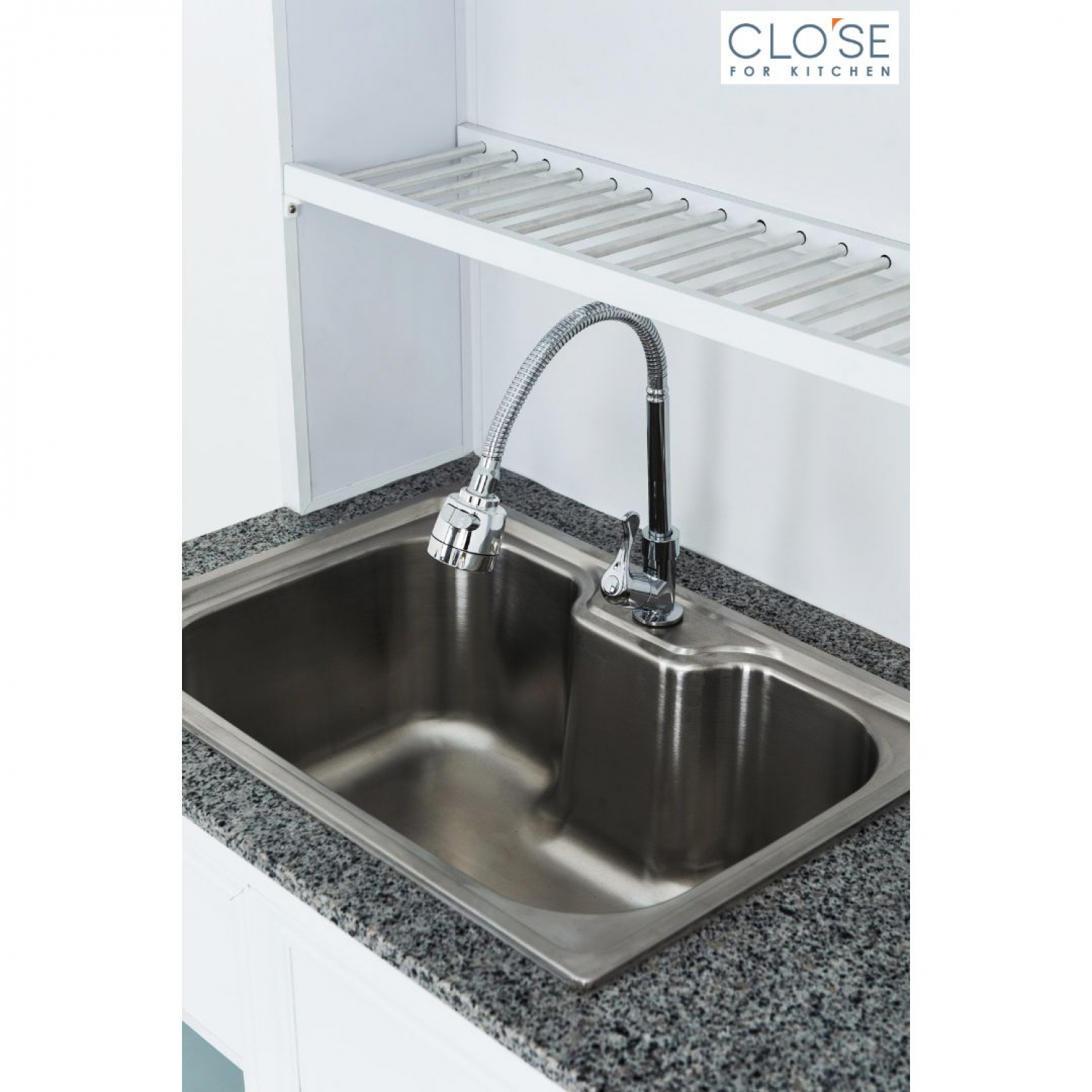 CLOSE ชุดครัวท๊อปอ่างซิงค์ หินแกรนิต รุ่น Glory-NT126 ขนาด 120.5 x 53 x 190 ซม. สีขาว