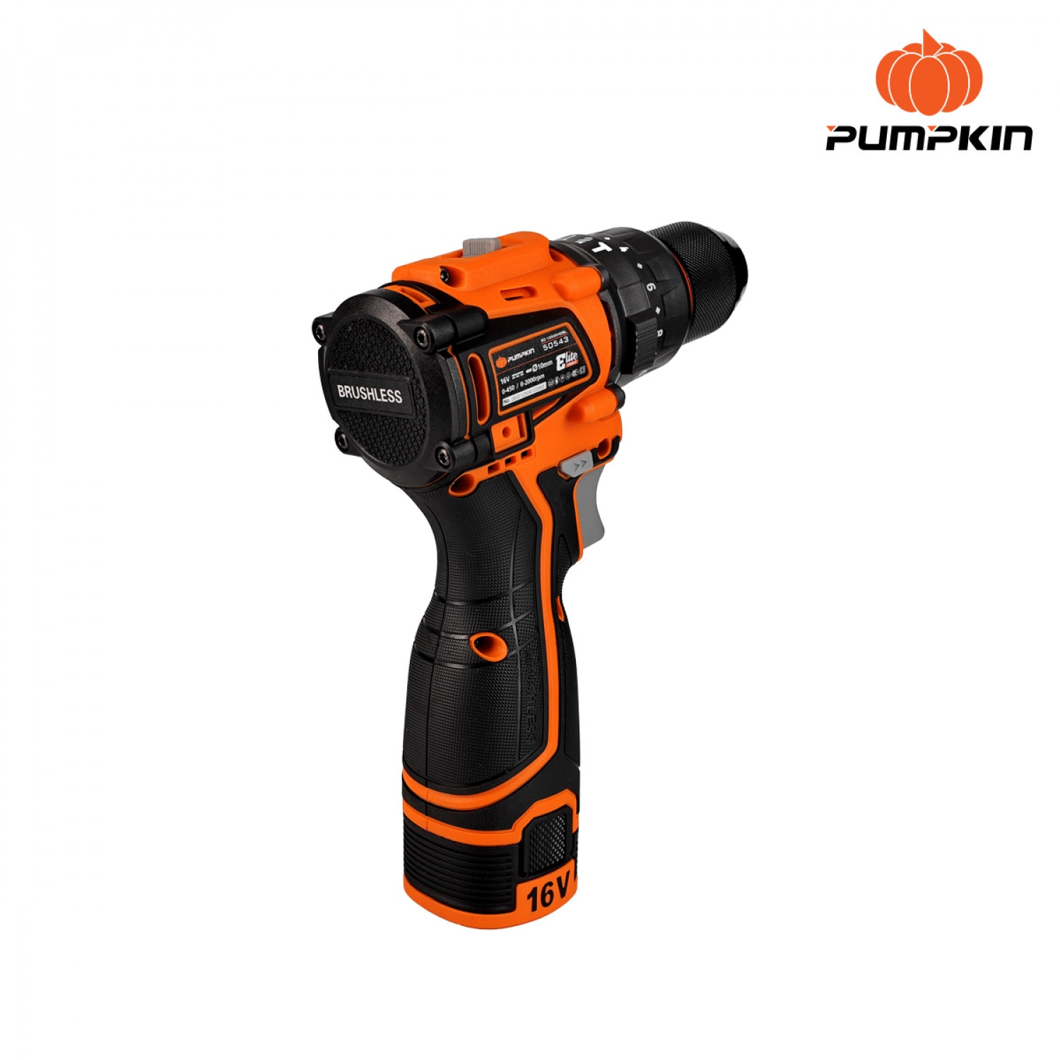 PUMPKIN สว่านกระแทกไร้สาย 53Nm ขนาด 10mm Compact ไร้แปรงถ่าน 16V Li-ion รุ่น EC-1053IMDBL-201K (50477)
