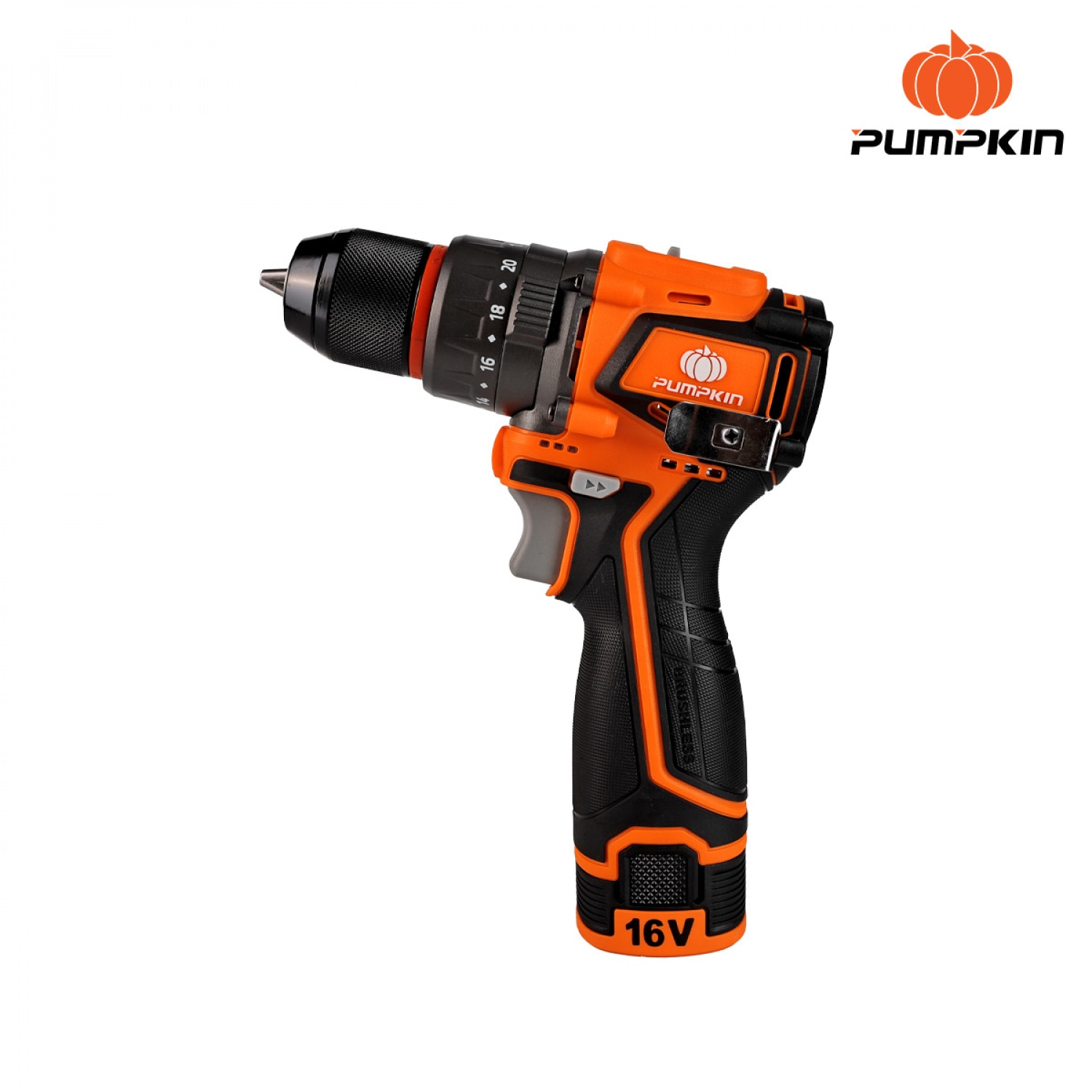 PUMPKIN สว่านกระแทกไร้สาย 53Nm ขนาด 10mm Compact ไร้แปรงถ่าน 16V Li-ion รุ่น EC-1053IMDBL-201K (50477)