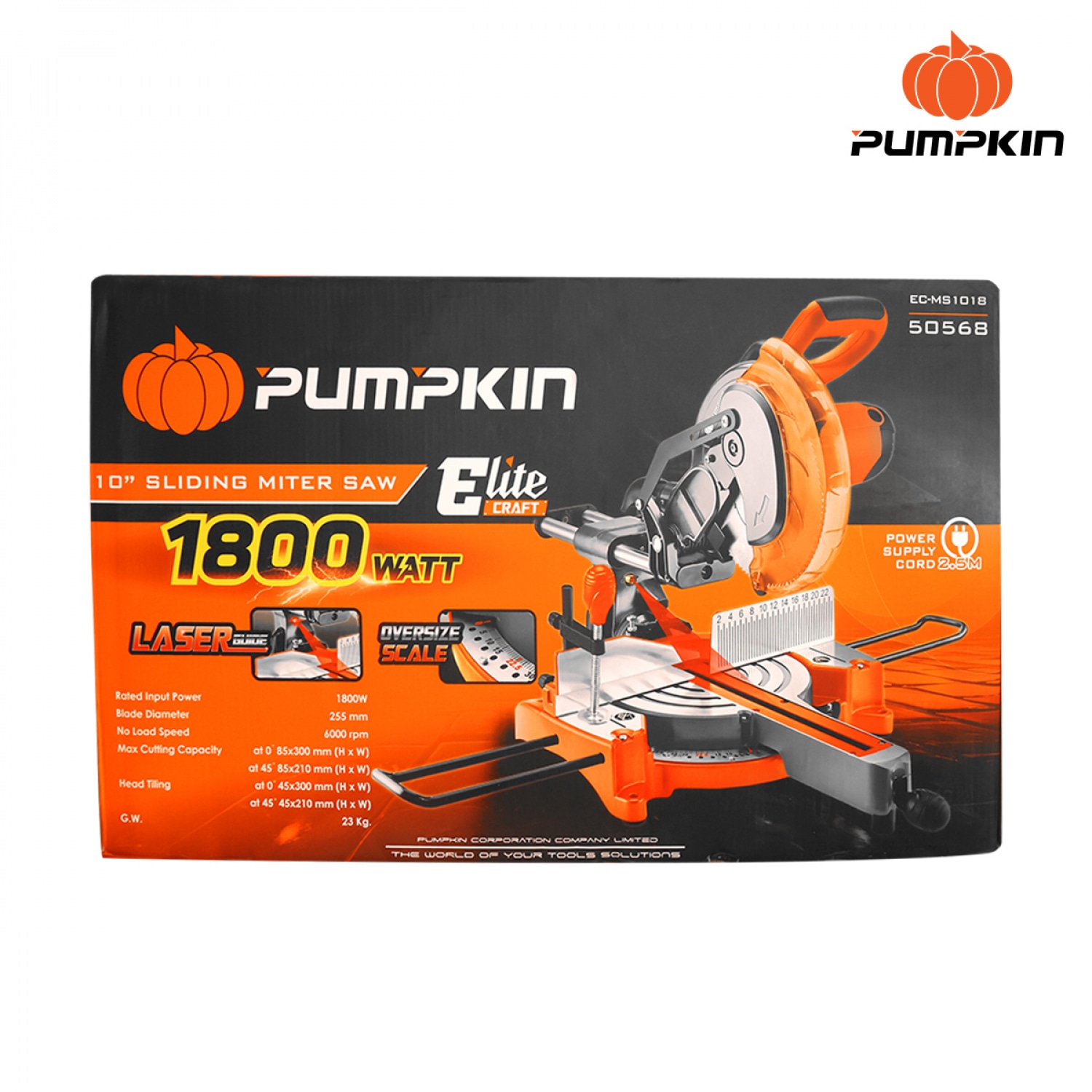 PUMPKIN เครื่องเลื่อยองศา 10“ 1800w สไลด์ รุ่น EC-MS1018 (50568)