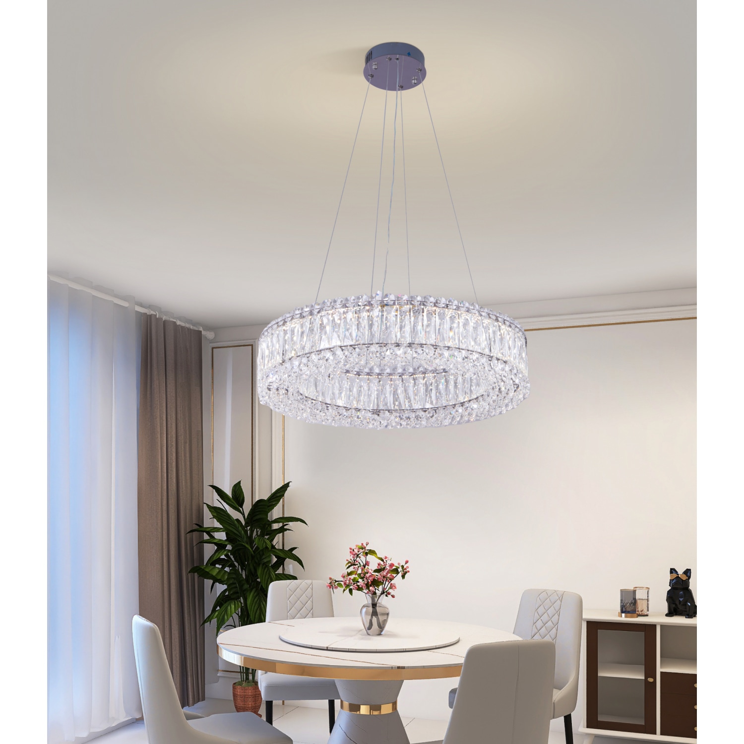 EILON โคมแชนเดอเลียร์ 56Wx2  รุ่น 562-600/CH ปรับแสงได้ 3 แสง