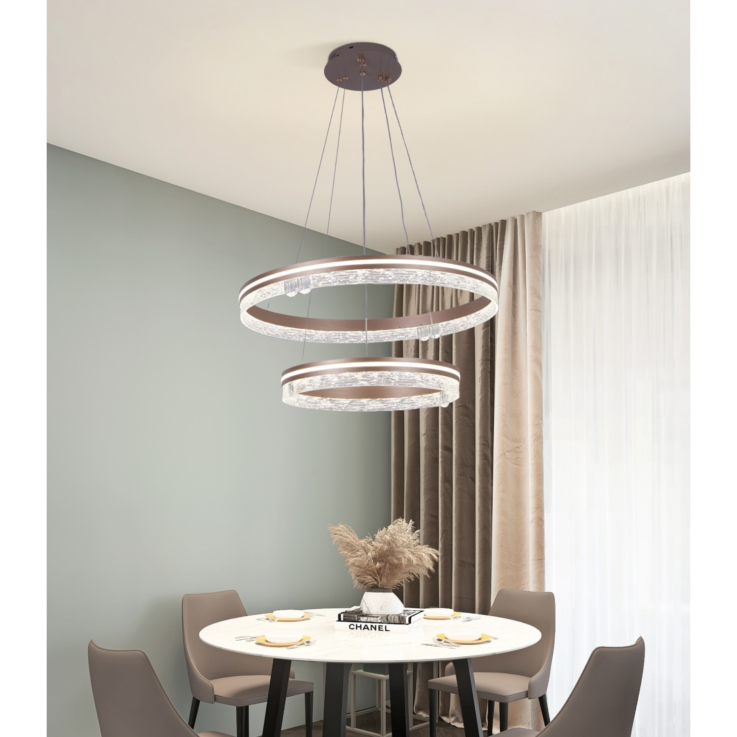 EILON โคมแชนเดอเลียร์ 114Wx2 รุ่น 6314-4+6 ปรับแสงได้ 3 แสง