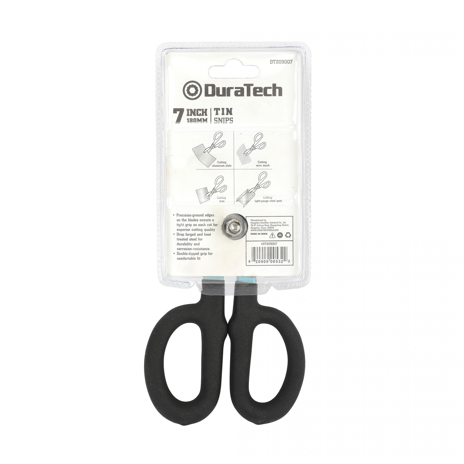 Duratech กรรไกรตัดแผ่นโลหะแบบตัดตรง ขนาด 7 นิ้ว ยาว 185 มม. รุ่น DT209007