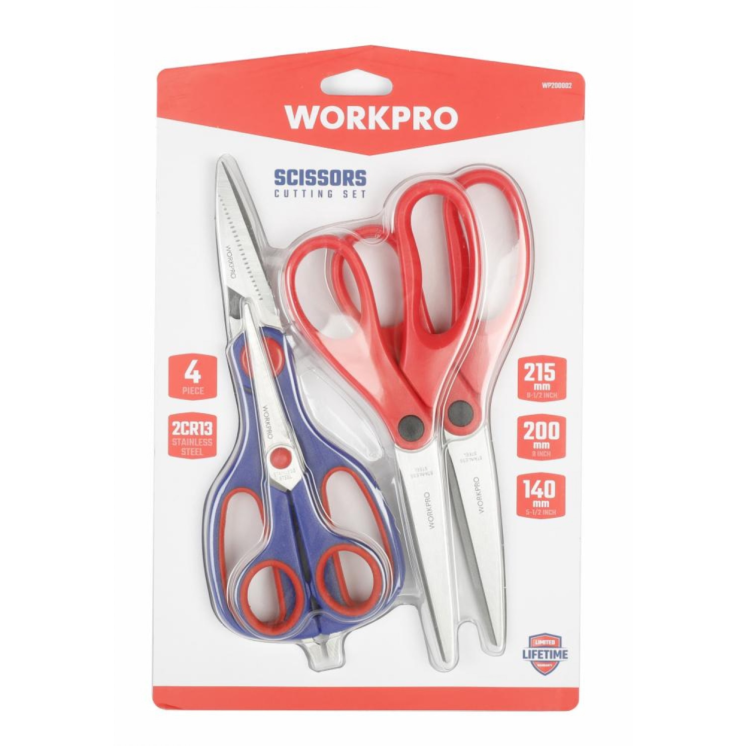 WORKPRO ชุดกรรไกรใบมีดสแตนเลส  4 ชิ้น รุ่น WP200002