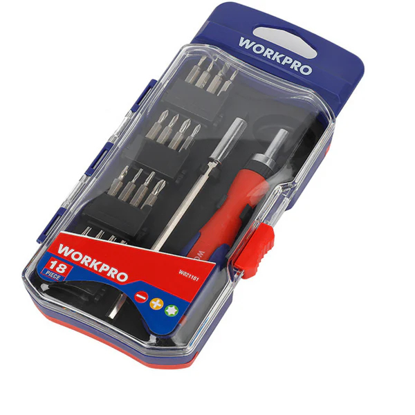 WORKPRO ชุดไขควงพร้อมดอก PH ด้ามขัน+ก้านต่อ 18 ชิ้น รุ่น WP200516