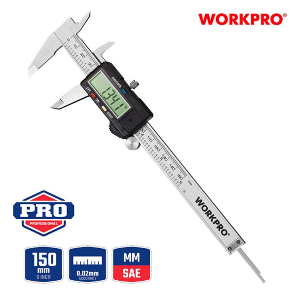 WORKPRO เวอร์เนียร์ดิจิทัลด้ามพลาสติก(150MM/6) ขนาด 6 นิ้ว  รุ่น WP266004