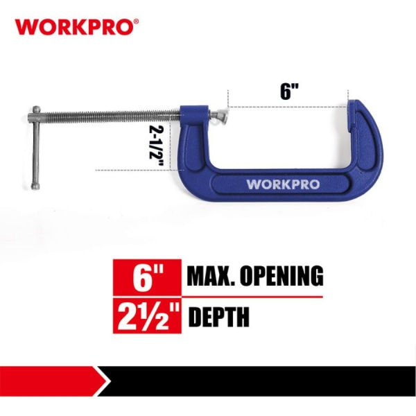 WORKPRO ปากกาจับชิ้นงานรูปตัวซี (C-Clamp) ขนาด 150มม.(6 นิ้ว) รุ่น WP232020