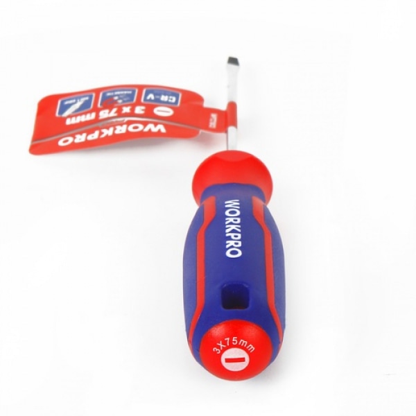 WORKPRO ไขควงปากแบนด้ามสามสี CR-V ขนาด 3X75มม. รุ่น WP221013