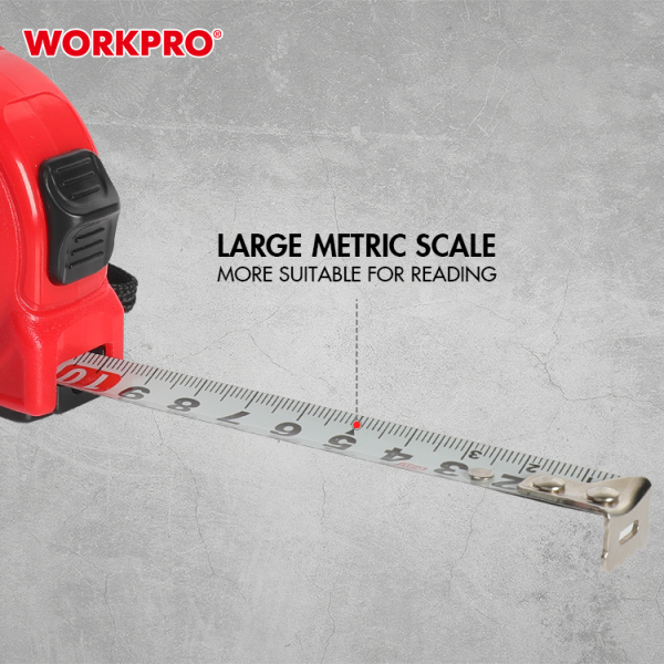WORKPRO ตลับเมตรพลาสติก 5M 19mm รุ่น WP261035 สีแดง