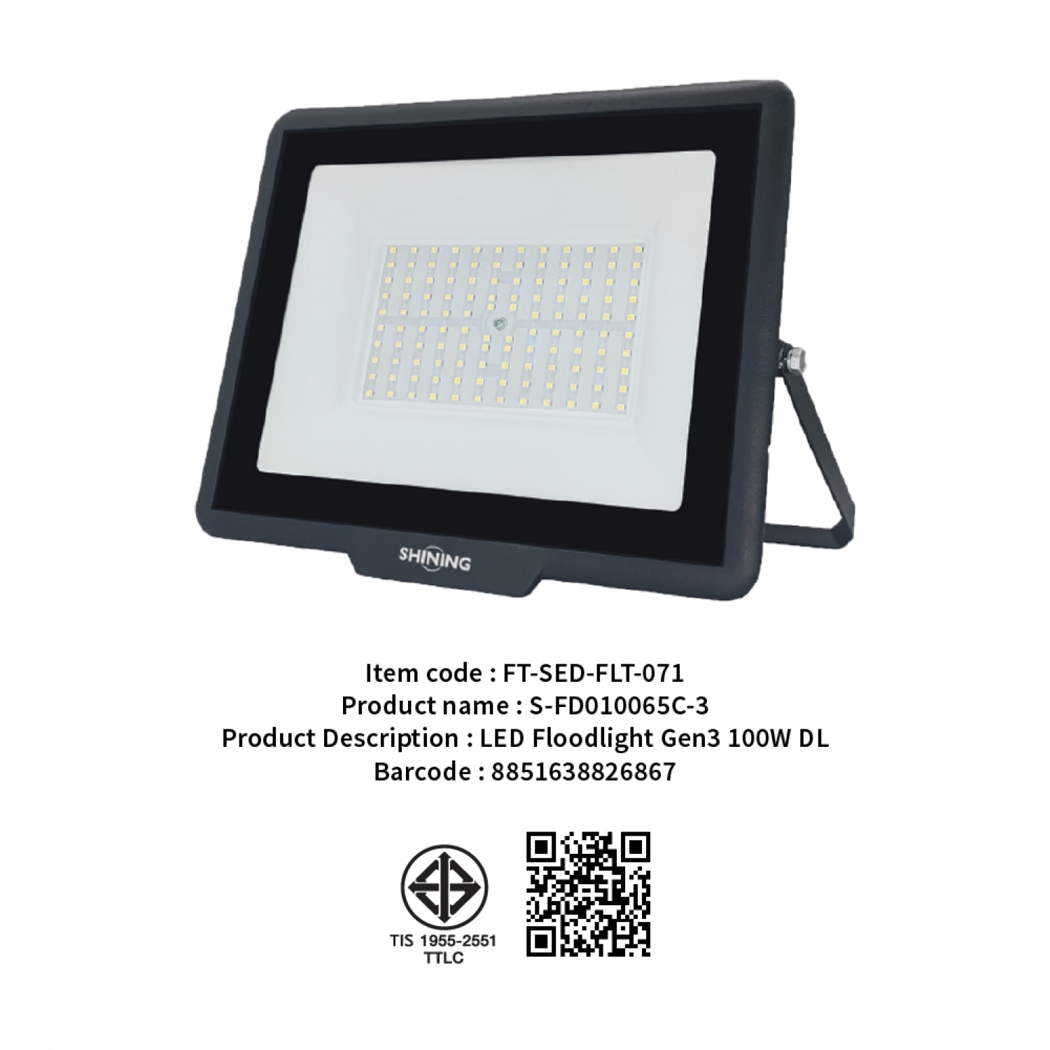 SHINING โคมไฟฟลัดไลท์ LED Gen3 100W แสงเดย์ไลท์