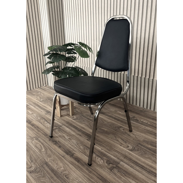 DELICATO เก้าอี้จัดเลี้ยง มีหูหุ้มหนัง PVC รุ่น DT 142 ขนาด 45x54x90ซม. สีดำ
