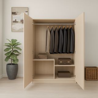 DELICATO ตู้เสื้อผ้า 4 ฟุต 2 บานประตู รุ่นอแมนด้า ขนาด 119x54x179 ซม.สีบีช