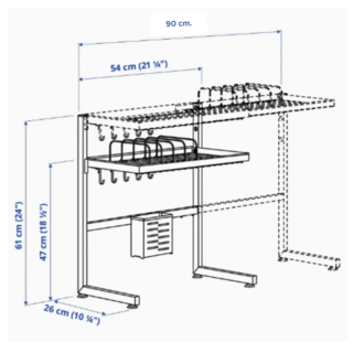 CLOSE ชั้นคว่ำจานคร่อมซิงค์ปรับระดับได้ ขนาด 90 ซม. CASPER สีขาว