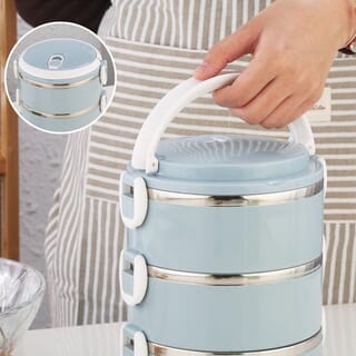 SANE ปิ่นโตสเตนเลส 4 ชั้น PICKY-B สีฟ้า