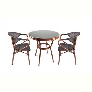 โต๊ะสนามหน้ากระจก Brunon 70x74ซม. สีเทาเข้ม