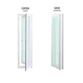 WELLINGTAN หน้าต่างอะลูมิเนียมลายกริด บานเปิด G-WGA0415 40x150ซม. สีขาว พร้อมมุ้ง