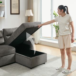 (1/2)PULITO โซฟาผ้า 3 ที่นั่ง รุ่น KONRAD ขนาด 226x140x88.5 ซม. สีเทา