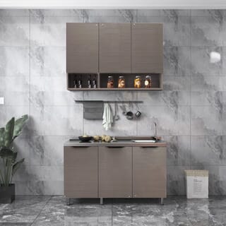 CLOSE ตู้ซิงค์หน้าบานไฮกลอสปิดผิว ขนาด 120×50×85 ซม. S-120 CALISTA สีไม้ธรรมชาติ (1/3)