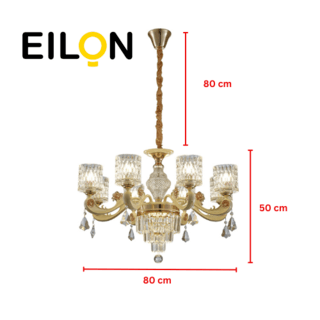 EILON โคมไฟแขวนคริสตัล 8 ช่อ 60W ขนาด D80*50cm รุุ่น MD8665/8 สีขาว