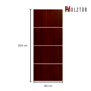 HOLZTUR ประตูปิดผิวพีวีซี เซาะร่องอลูมิเนียม PVC-F01-GA-2 80x200ซม. สีไม้สัก