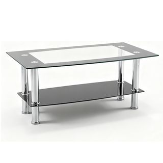 (1/2)DELICATO โต๊ะกลางหน้ากระจก รุ่น Oriel ขนาด60x100x43 ซม. สีดำ