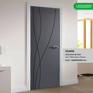 LEOWOOD ประตูไม้เคลือบเมลามีน DoorX Gold ลาย 4 ขนาด 80x200 ซม. สีแพลตตินั่มเกรย์