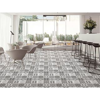 Marbella กระเบื้องเซรามิคปูพื้น 16x16 นิ้ว รุ่น โมริก แบล็กเกรย์ MK80 Satin Flat (12P)