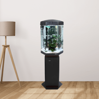 BOYU ชุดAquariumตู้ปลา6มุมพร้อมตู้ระบบกรองน้ำ รุ่นLJ-430 ขนาดตู้68ลิตร ก16ย18ส25นิ้ว สีดำ
