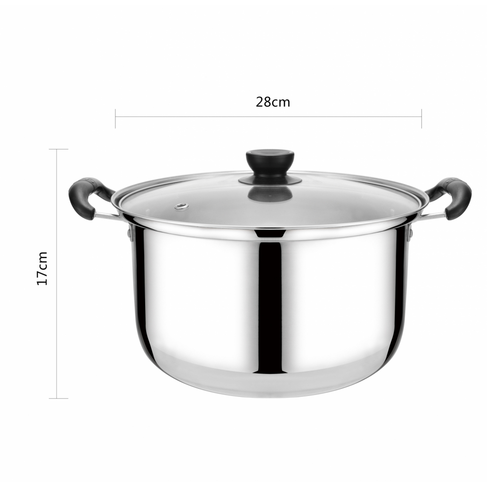 SANE หม้อต้มสเตนเลสพร้อมฝาแก้ว 28 ซม. SOKA-28