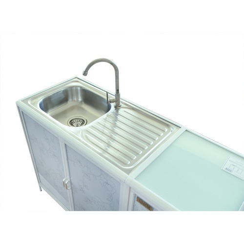 CLOSE ตู้พร้อมซิงค์ล้างจานสเตนเลส 1 หลุมมีที่พัก 119x44x77 ซม.  AURA สีขาว