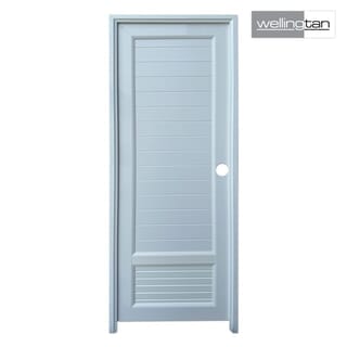 WELLINGTAN ประตูUPVC พร้อมวงกบบานพับ WK-UPL08 70x200ซม. สีขาว (เจาะลูกบิด)