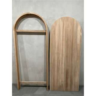 Greatwood ชุดประตูไม้มะฮอกกานีบานโค้งทึบ รุ่น Semi Circle 001 80x210ซม. สีธรรมชาติ