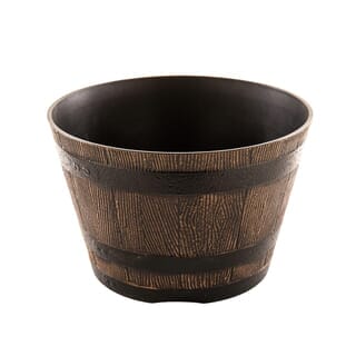 Tree O  กระถางต้นไม้ทรงถังวิสกี้  12นิ้ว รุ่น AM006 ขนาด 31*20.5ซม.  สีไม้ 