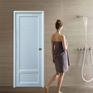 WELLINGTAN ประตูUPVC พร้อมวงกบบานพับ WK-UPL08 70x200ซม. สีขาว (เจาะลูกบิด)