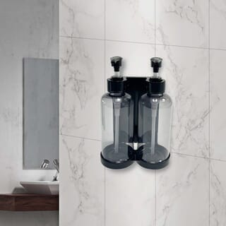 Primo ที่กดสบู่เหลวหัวปั๊ม 2 ขวด ความจุ 300x2 มล. รุ่น SD10 ขนาด  9.8x13.5x19.5ซม.  สีดำ