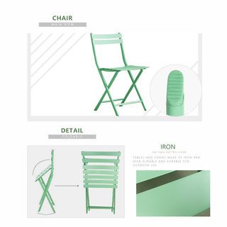 SUMMER SET ชุดโต๊ะสนาม 2 ที่นั่ง รุ่น GREENERY โต๊ะ: 60x60x71ซม. เก้าอี้: 50x42x84 ซม. สีเขียวอ่อน 