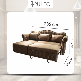 PULITO โซฟาผ้าขนสั้น รุ่น Europa ขนาด 235x160x105ซม. สีน้ำตาลเข้ม