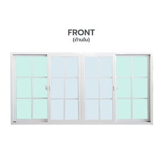 WELLINGTAN หน้าต่างอะลูมิเนียมลายกริด บานเลื่อน FSSF G-WGW2411 240x110ซม. สีขาว พร้อมมุ้ง