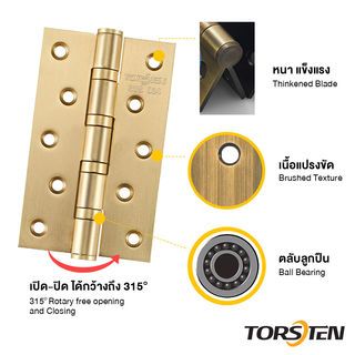 TORSTEN บานพับสเตนเลส 304 5x3x3มม. 2ชิ้น สีทอง