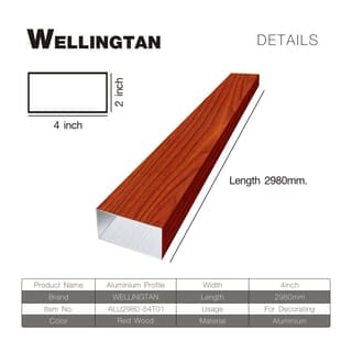 WELLINGTAN อะลูมิเนียมโปรไฟล์ ALU2980-54T01 10.16x298x5ซม. Red Wood