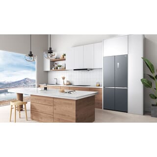 TCL ตู้เย็น 4 ประตู Free built-in 18.4 คิว RT52GCCDE  สี Glacier Blue Glass