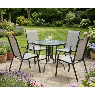 SUMMER SET ชุดโต๊ะสนาม 4 ที่นั่ง รุ่น Sunshine ขนาด : โต๊ะ 90x90x70 ซม. เก้าอี้  55x70x90 สีดำ (1/2)