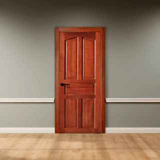 GREATWOOD ประตูไม้มะฮอกกานีบานทึบ 5ฟัก MYS-MD8 (5P)สีวอลนัท 80x200ซม.