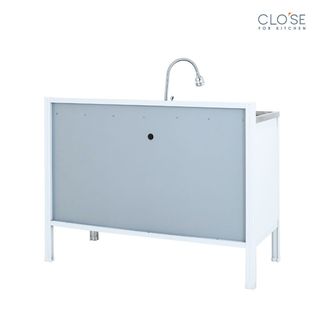 CLOSE เคาน์เตอร์โครงอลูมิเนียม ท๊อปซิงค์ SHIRO-120 ขนาด 120 x 53 x 90 ซม. สีขาว