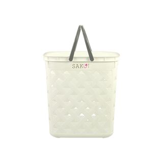 SAKU ตะกร้าลายหนัง รุ่น FT-501/A ขนาด 32.50x39x42 ซม. สีขาว (หูเทา) 